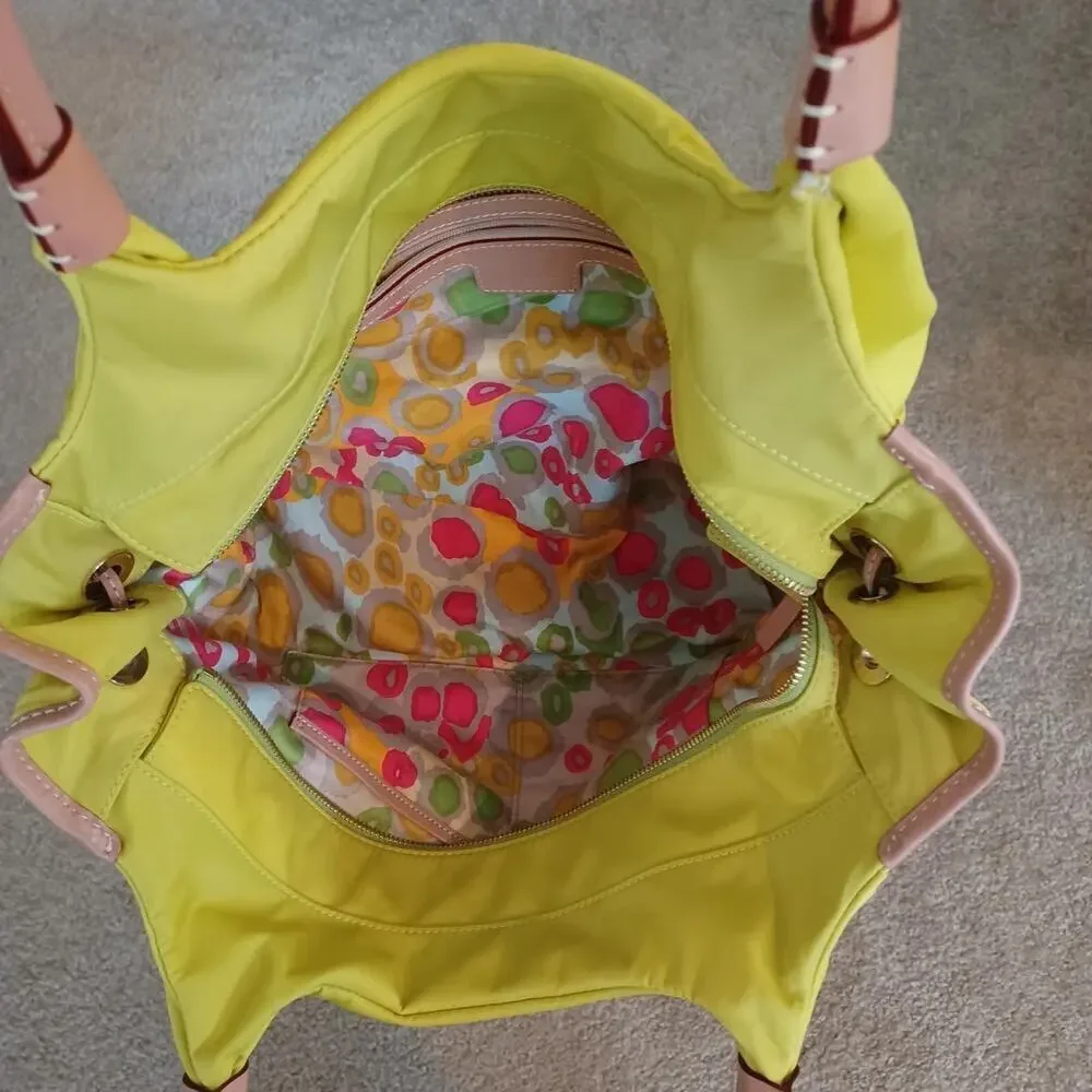 Vtg Kate Spade Stevie Bag Lime Neon Green Nylon Y2K Satchel EUC